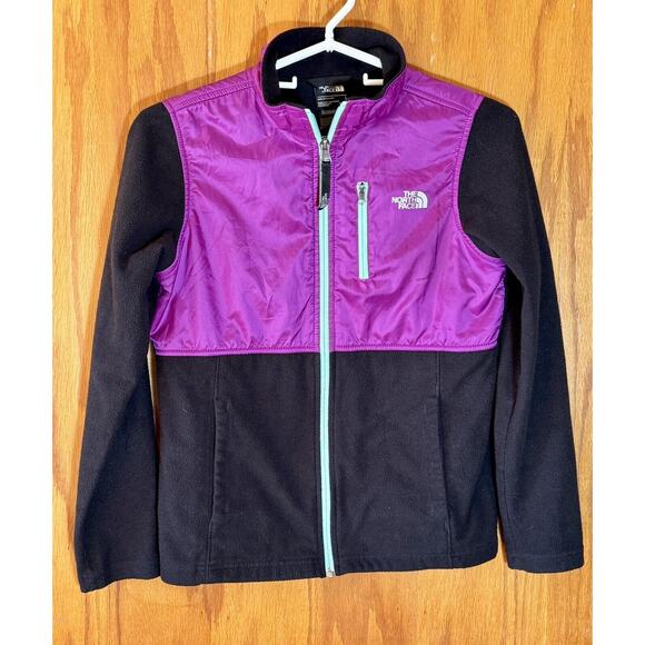 The North Face Full Zip Fleece Explorer Jacket Girls L 14/16 Purple Black READ - Picture 1 of 15
